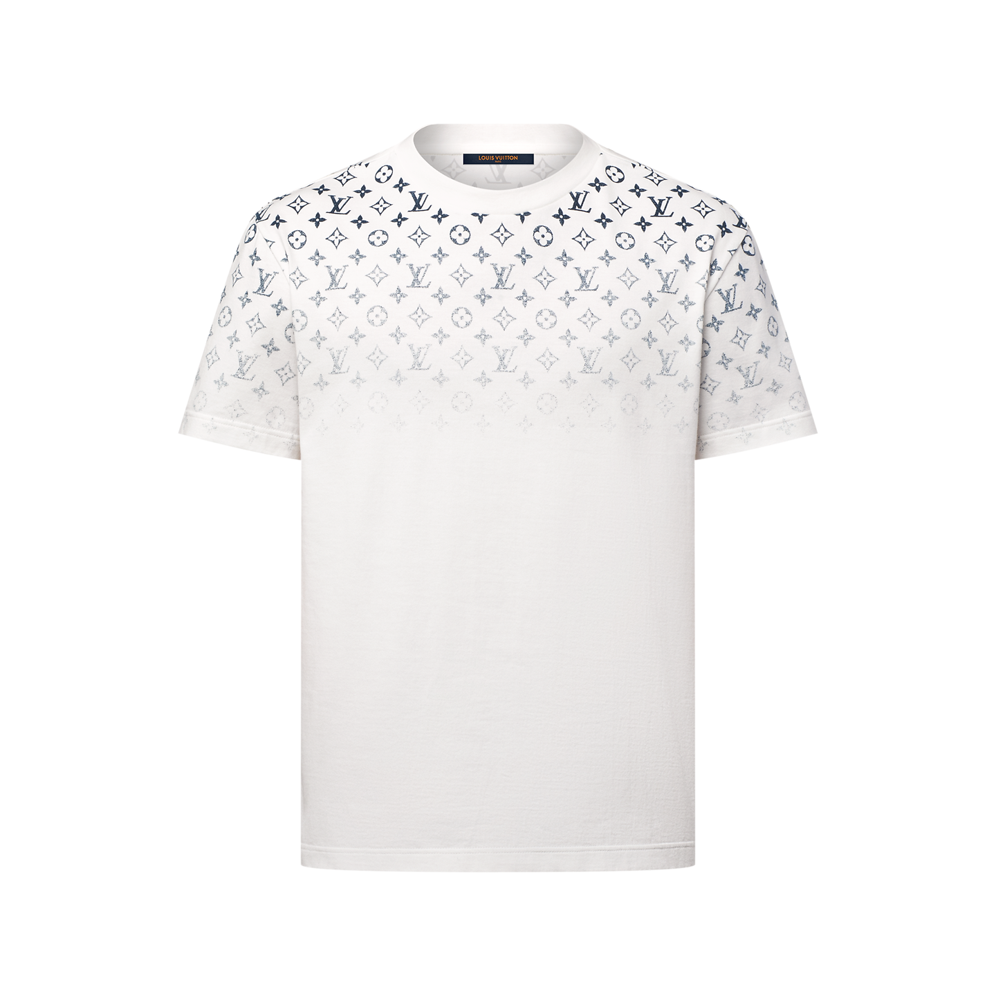 LV SHORT-SLEEVED SHIRT IN WHITE COTTON BLUE LOGO 238813